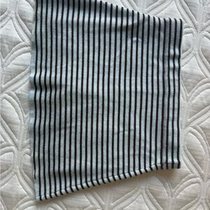 Frankie's Bikinis Light Blue and Brown Striped Tube Top